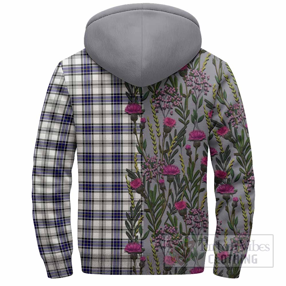 Hannay Family Crest Tartan Sherpa Hoodie Scottish Thistle Flower Pattern Half Style - Tartan Vibes Clothing