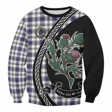 Hannay Family Crest Tartan Sweatshirt Alba Thistle Inspired