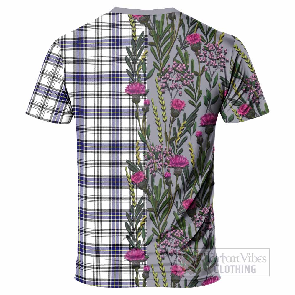 Hannay Family Crest Tartan T-Shirt Scottish Thistle Flower Pattern Half Style - Tartan Vibes Clothing