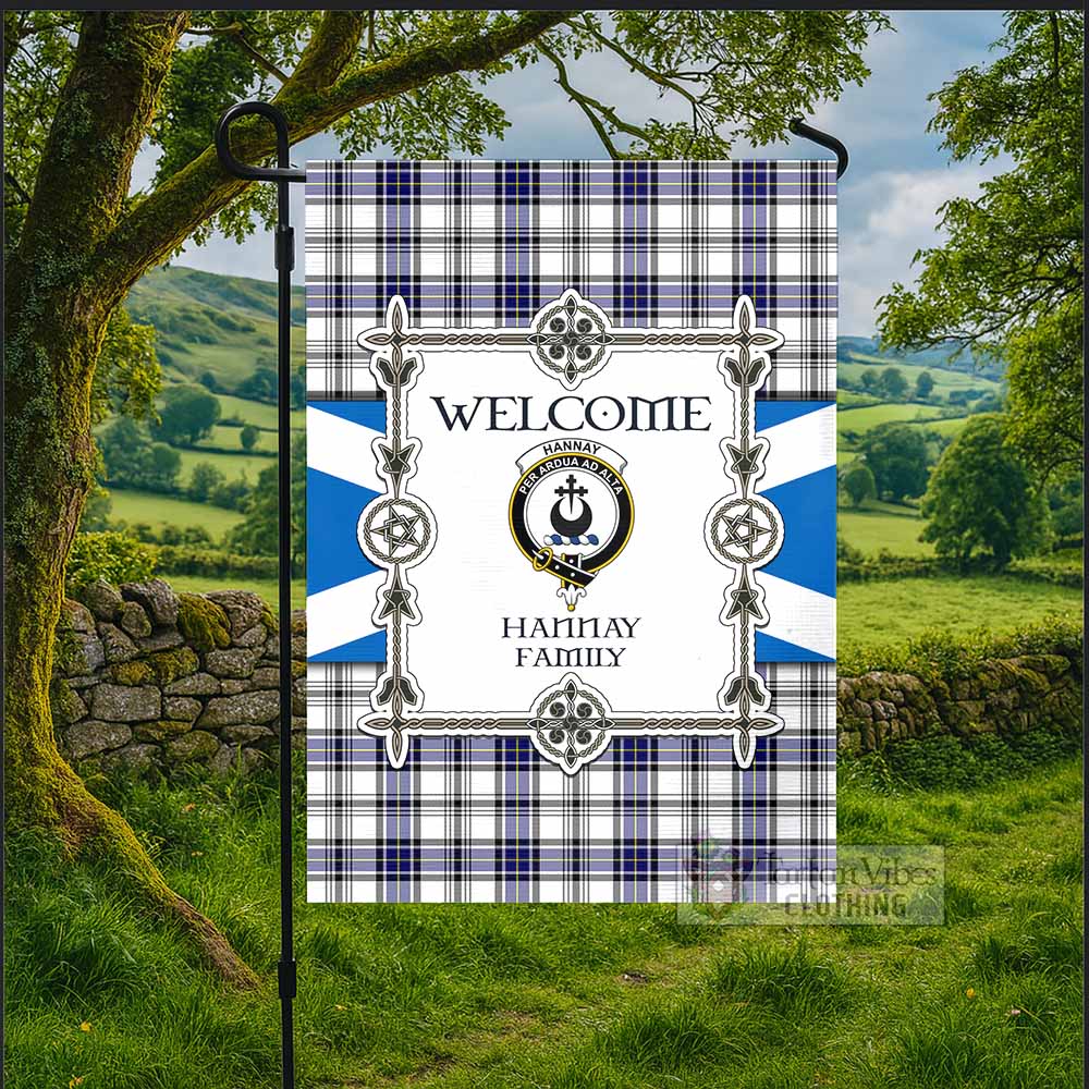 Hannay Family Crest Tartan Welcome Garden Flag Saltire Harmony Style - Tartan Vibes Clothing