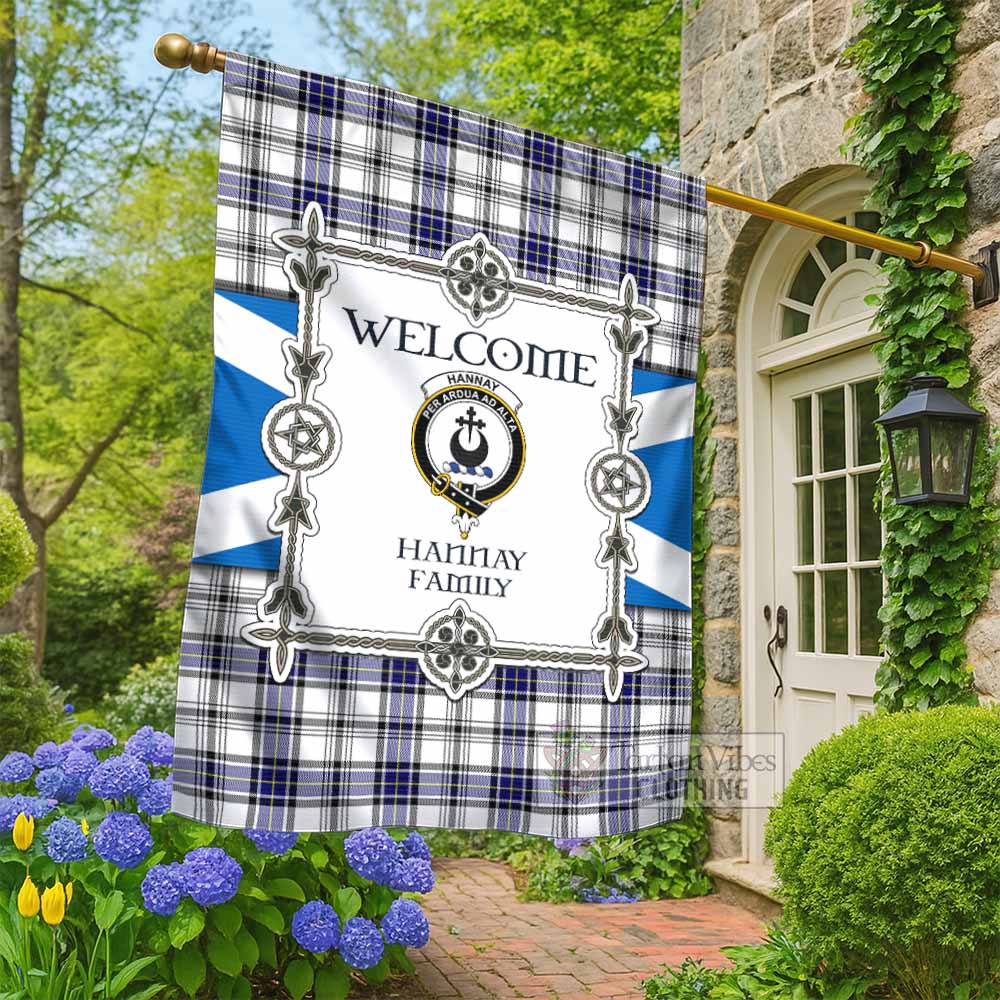 Hannay Family Crest Tartan Welcome Garden Flag Saltire Harmony Style - Tartan Vibes Clothing