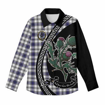 Hannay Family Crest Tartan Women Casual Shirt Alba Thistle Inspired