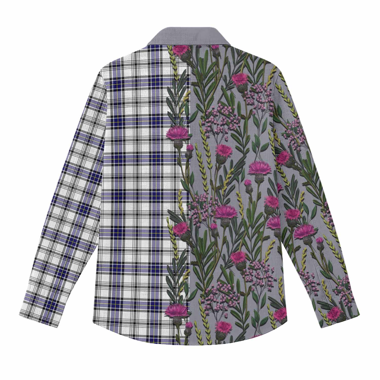 Hannay Family Crest Tartan Women Casual Shirt Scottish Thistle Flower Pattern Half Style - Tartan Vibes Clothing