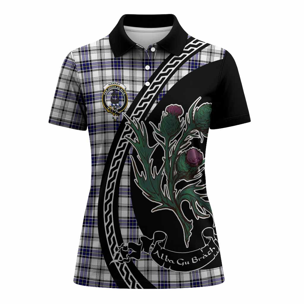 Hannay Family Crest Tartan Women Polo Shirt Alba Thistle Inspired - Tartan Vibes Clothing