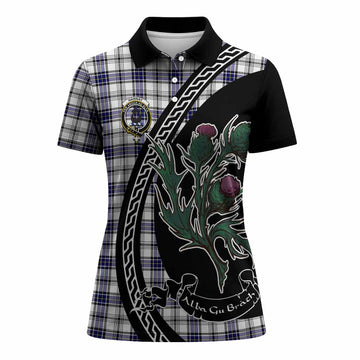 Hannay Family Crest Tartan Women Polo Shirt Alba Thistle Inspired - Tartan Vibes Clothing