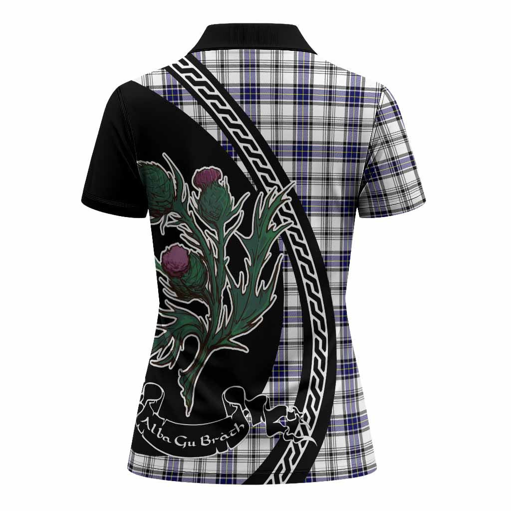 Hannay Family Crest Tartan Women Polo Shirt Alba Thistle Inspired - Tartan Vibes Clothing