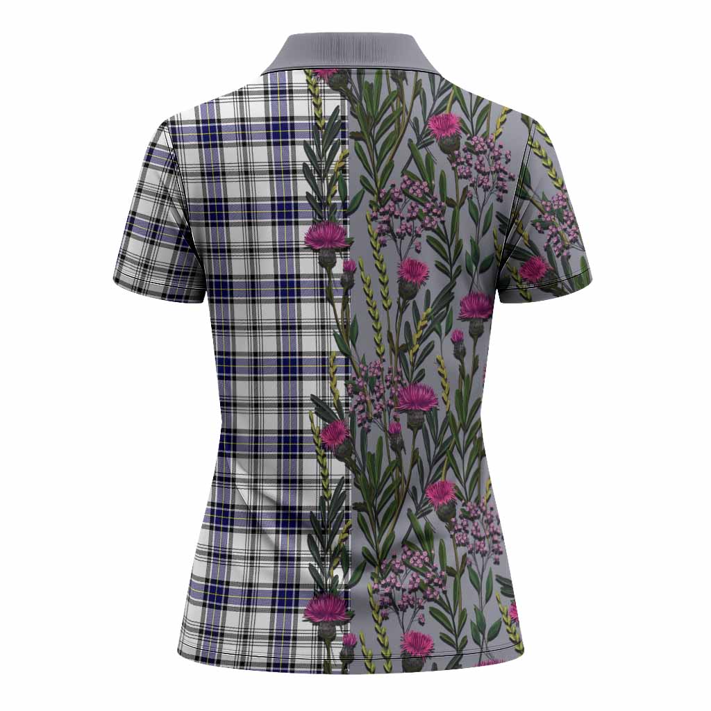 Hannay Family Crest Tartan Women Polo Shirt Scottish Thistle Flower Pattern Half Style - Tartan Vibes Clothing
