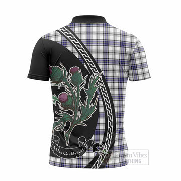 Hannay Family Crest Tartan Zipper Polo Shirt Alba Thistle Inspired