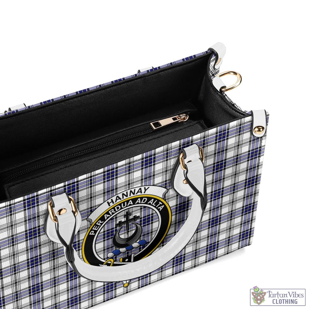 Tartan Vibes Clothing Hannay Modern Tartan Luxury Leather Handbags with Family Crest