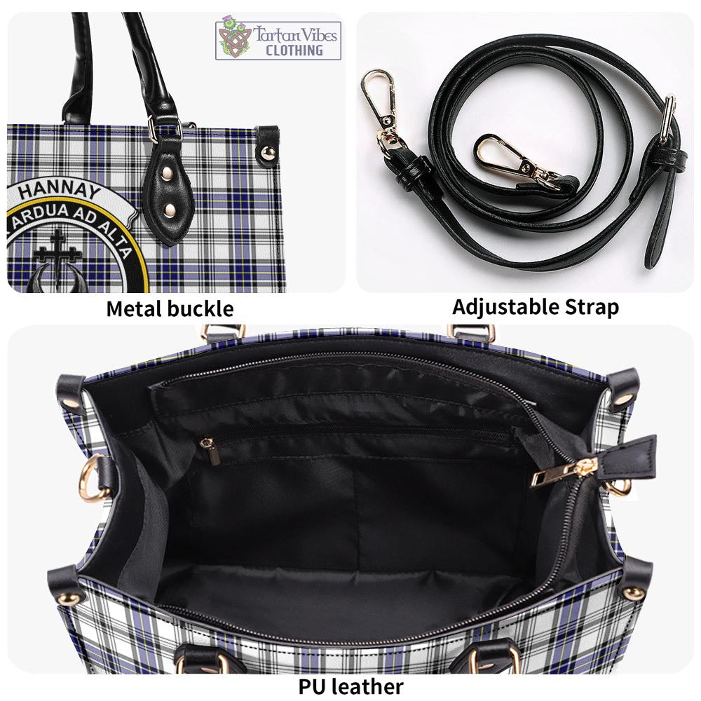 Tartan Vibes Clothing Hannay Modern Tartan Luxury Leather Handbags with Family Crest