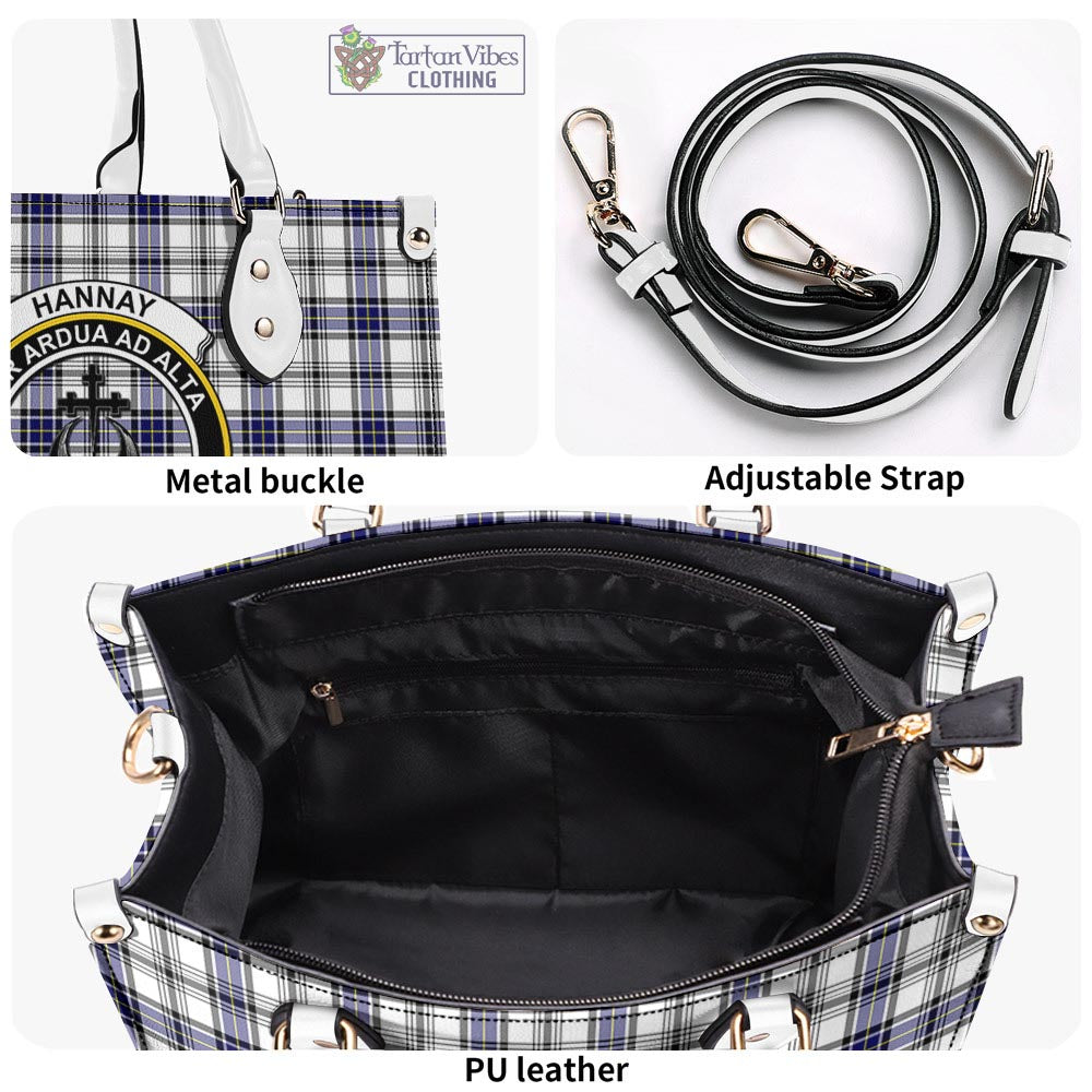 Tartan Vibes Clothing Hannay Modern Tartan Luxury Leather Handbags with Family Crest