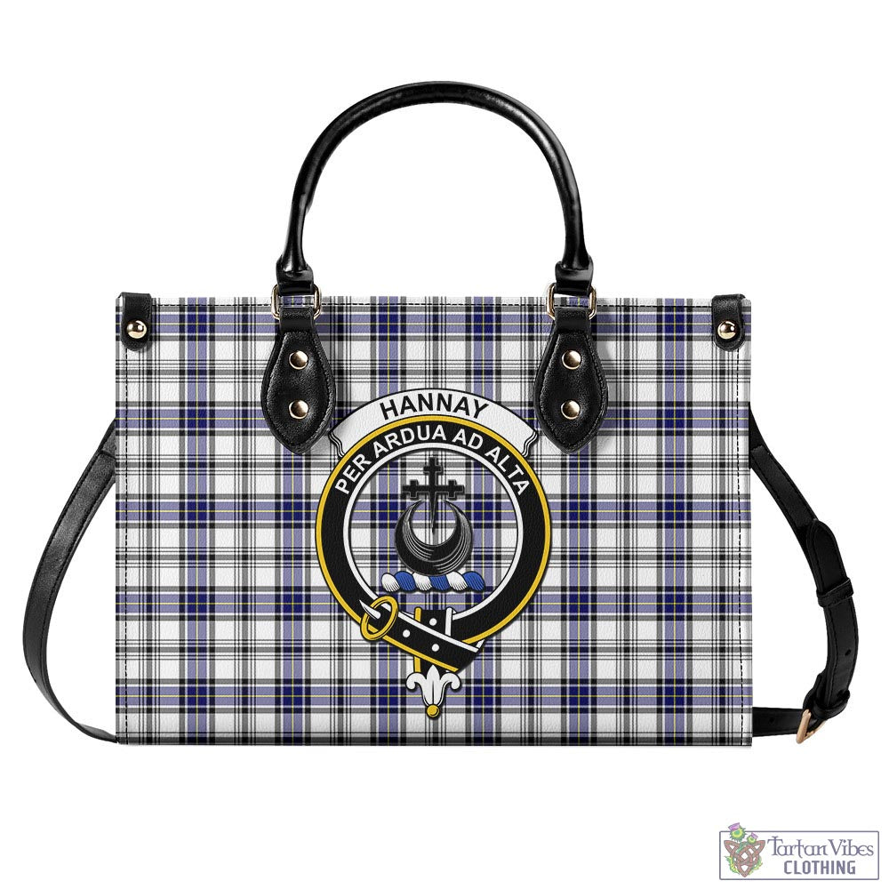 Tartan Vibes Clothing Hannay Modern Tartan Luxury Leather Handbags with Family Crest