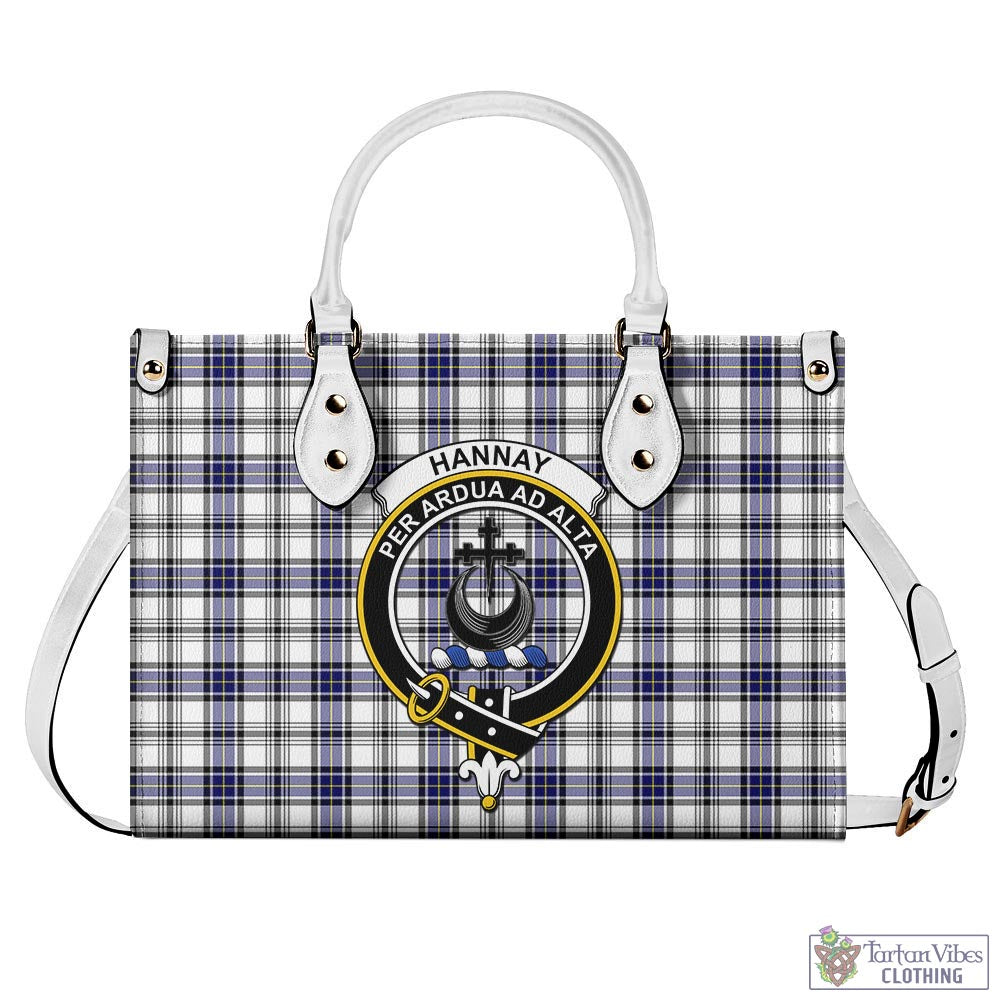 Tartan Vibes Clothing Hannay Modern Tartan Luxury Leather Handbags with Family Crest