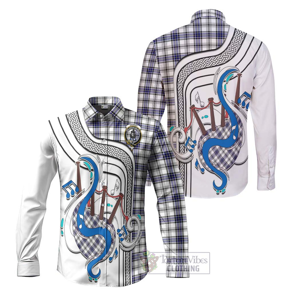 Hannay Tartan Long Sleeve Button Shirt with Epic Bagpipe Style Men's Shirt S - Tartanvibesclothing Shop
