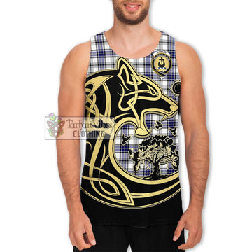 Hannay Tartan Men's Tank Top with Family Crest Celtic Wolf Style Men - Tartan Vibes Clothing