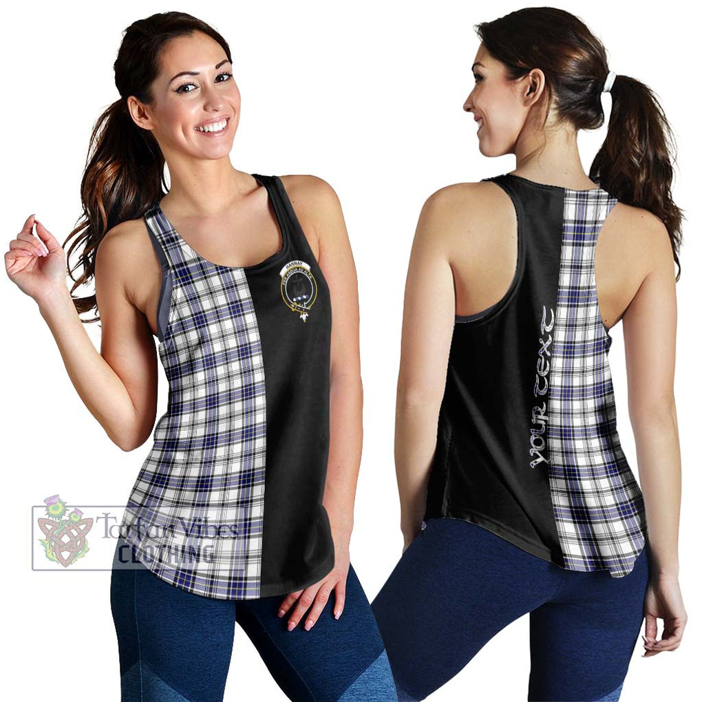 Hannay Tartan Women's Racerback Tanks with Family Crest and Half Of Me Style 4XL - Tartanvibesclothing Shop