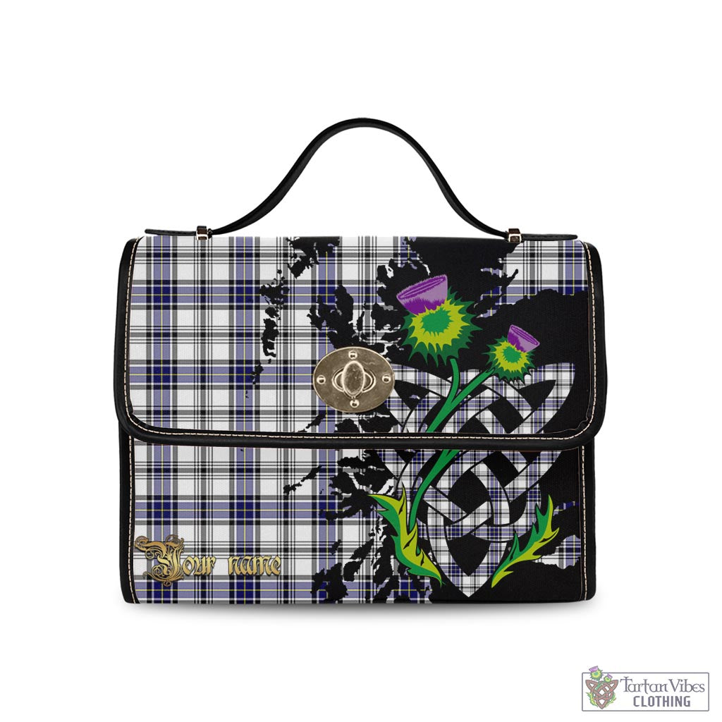 Tartan Vibes Clothing Hannay Modern Tartan Waterproof Canvas Bag with Scotland Map and Thistle Celtic Accents