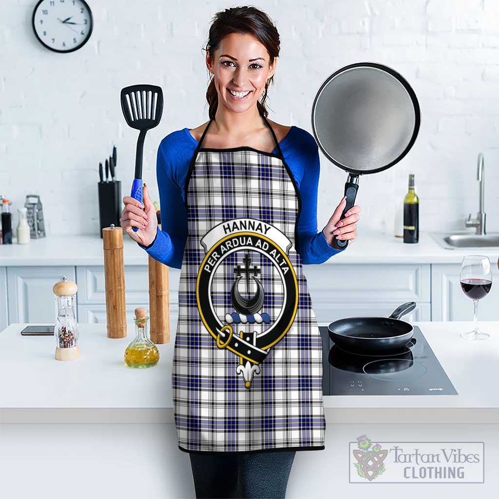 Hannay Tartan Apron with Family Crest Black S 38x47 cm - Tartan Vibes Clothing