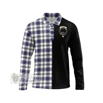 Hannay Tartan Long Sleeve Polo Shirt with Family Crest and Half Of Me Style Unisex - Tartanvibesclothing Shop