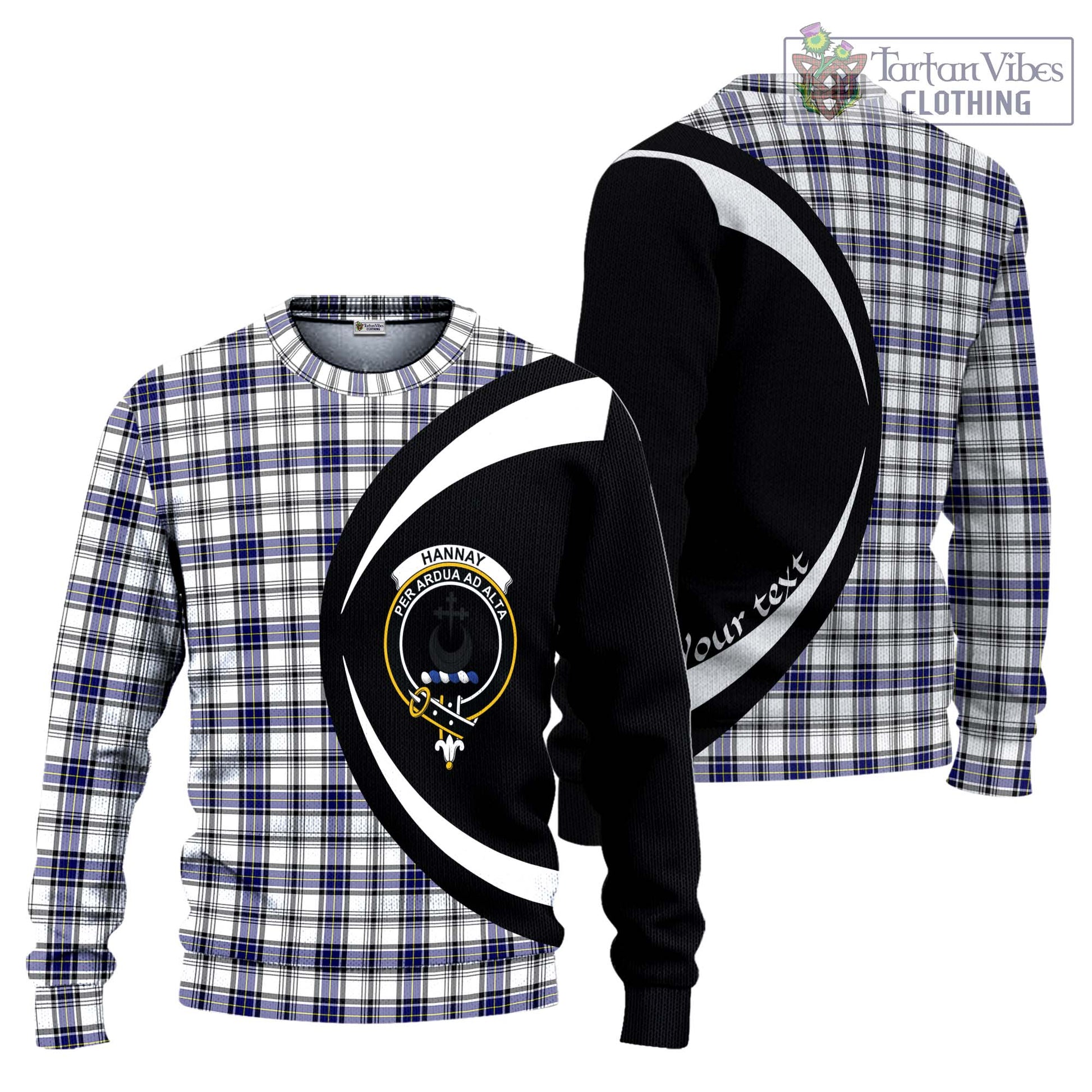 Hannay Tartan Ugly Sweater with Family Crest Circle Style Unisex - Tartan Vibes Clothing