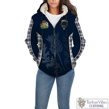 Hannay Tartan Sherpa Hoodie with Family Crest and Scottish Thistle Vibes Sport Style