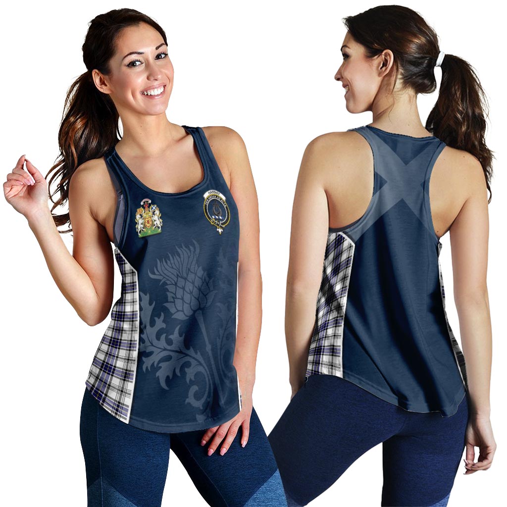 Tartan Vibes Clothing Hannay Modern Tartan Women's Racerback Tanks with Family Crest and Scottish Thistle Vibes Sport Style