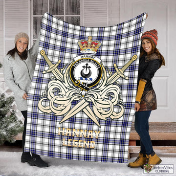 Hannay Modern Tartan Blanket with Clan Crest and the Golden Sword of Courageous Legacy
