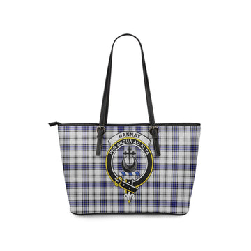 Hannay Modern Tartan Leather Tote Bag with Family Crest