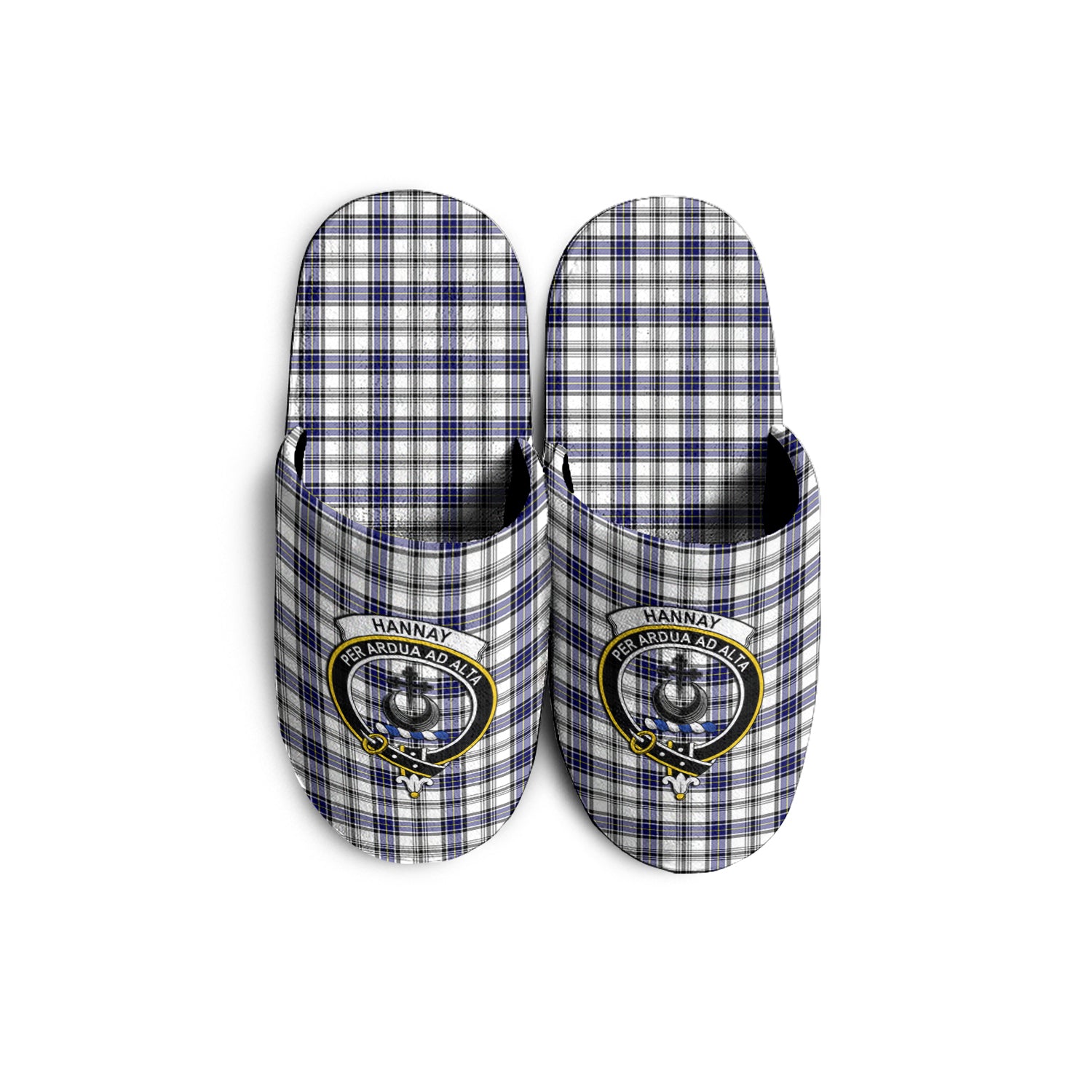 Hannay Modern Tartan Home Slippers with Family Crest - Tartanvibesclothing