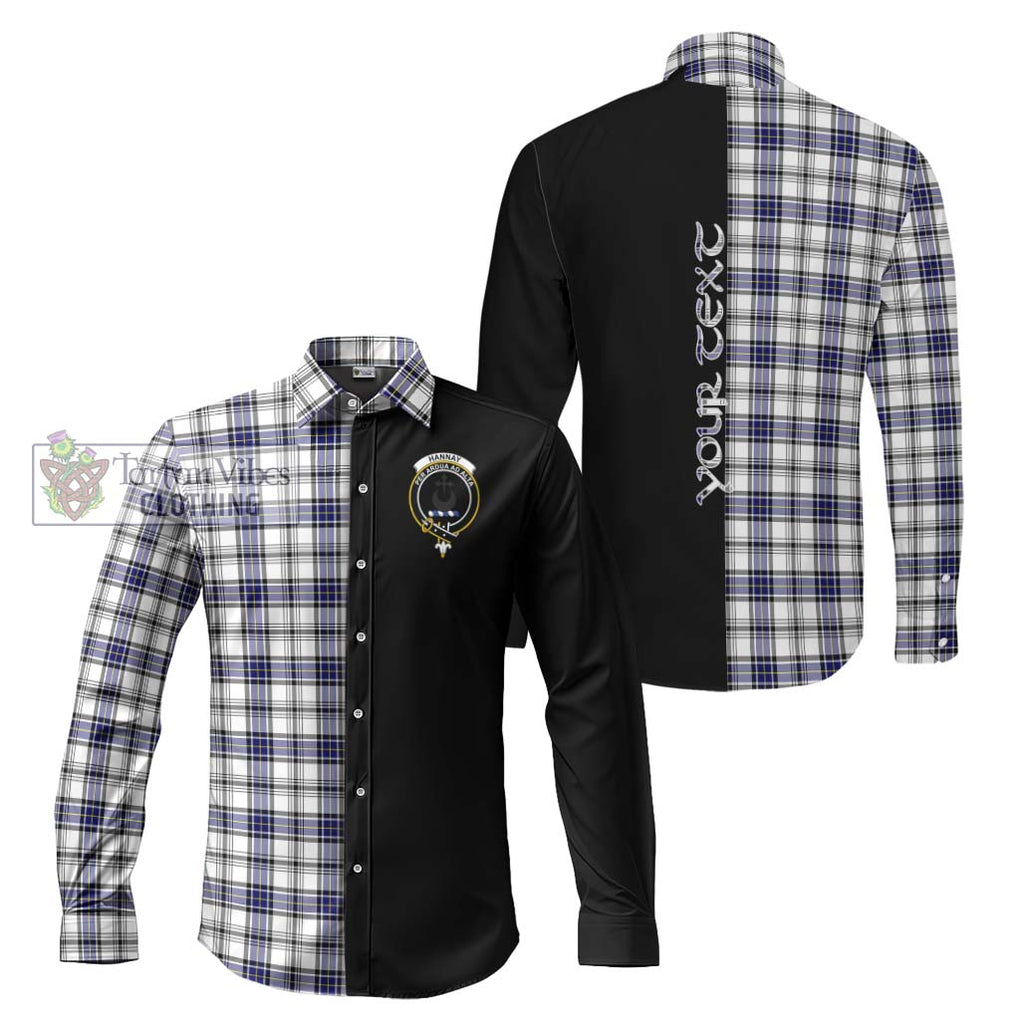 Hannay Tartan Long Sleeve Button Shirt with Family Crest and Half Of Me Style Men's Shirt S - Tartanvibesclothing Shop