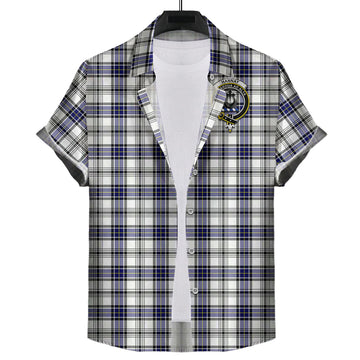 Hannay Modern Tartan Short Sleeve Button Down Shirt with Family Crest