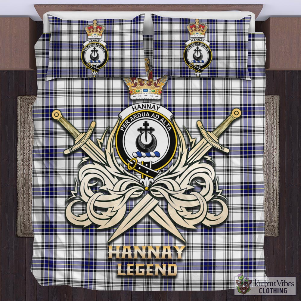 Tartan Vibes Clothing Hannay Modern Tartan Bedding Set with Clan Crest and the Golden Sword of Courageous Legacy