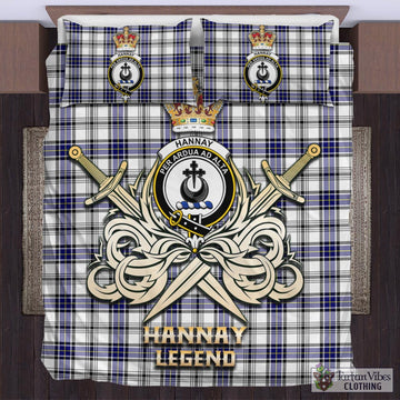 Hannay Modern Tartan Bedding Set with Clan Crest and the Golden Sword of Courageous Legacy