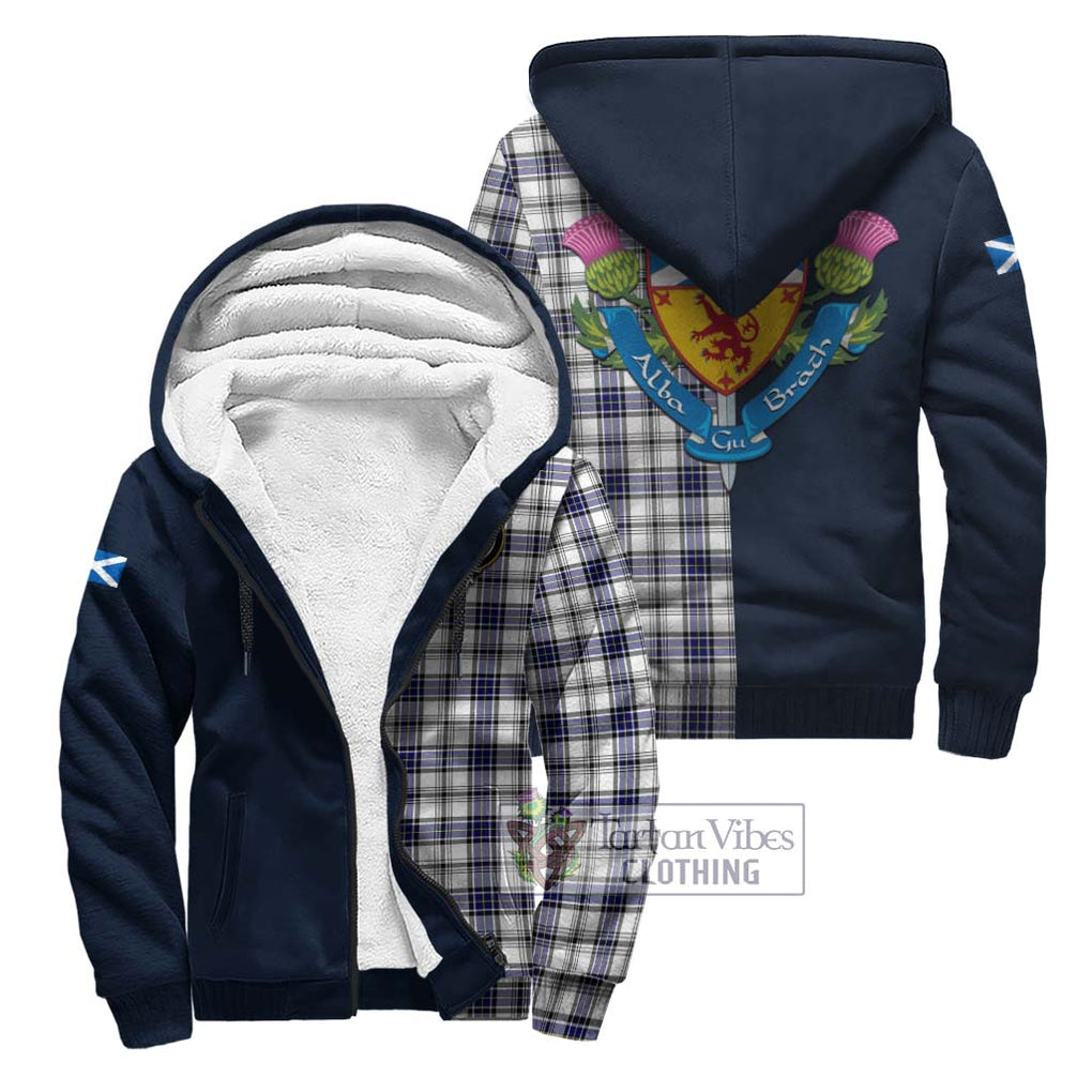 Hannay Tartan Sherpa Hoodie Alba with Scottish Lion Royal Arm Half Style Unisex S - Tartan Vibes Clothing