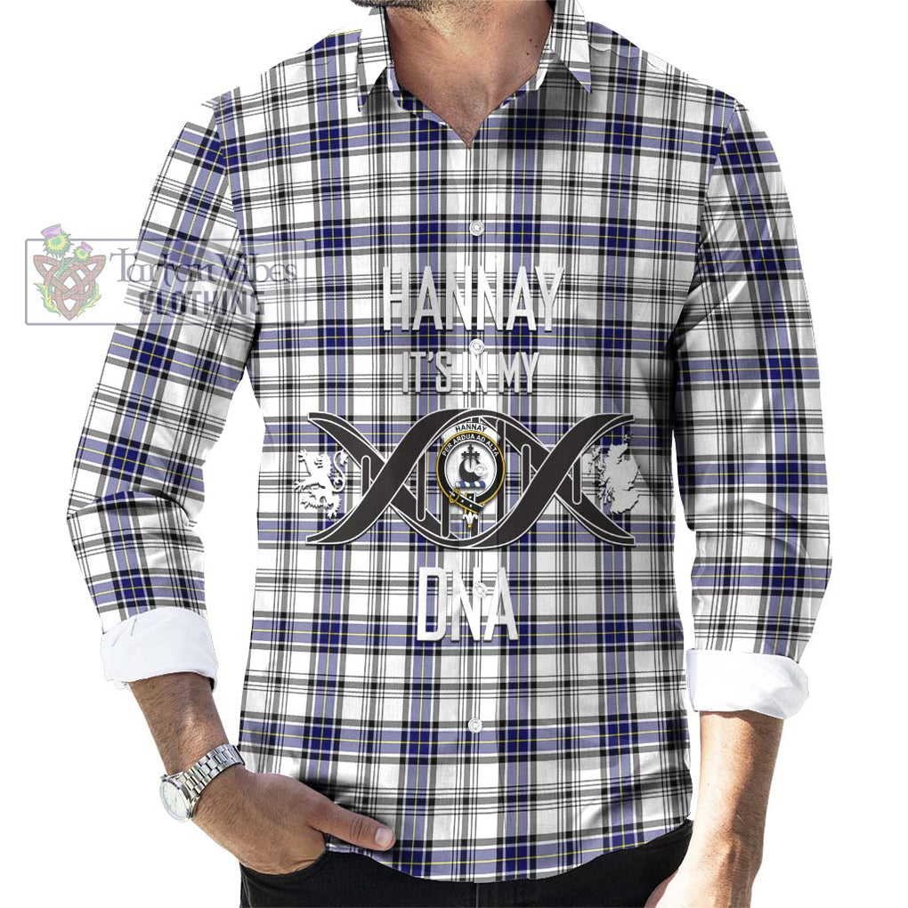 Hannay Tartan Long Sleeve Button Shirt with Family Crest DNA In Me Style Men's Shirt S - Tartanvibesclothing Shop