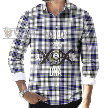 Hannay Tartan Long Sleeve Button Shirt with Family Crest DNA In Me Style