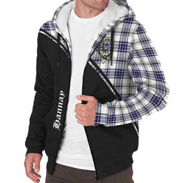 Hannay Modern Tartan Sherpa Hoodie with Family Crest Curve Style