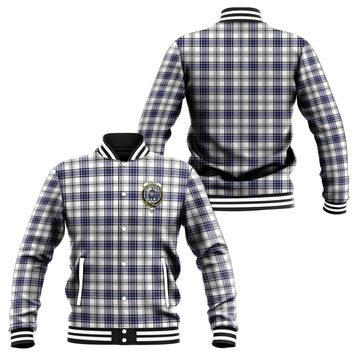 Hannay Tartan Baseball Jacket with Family Crest