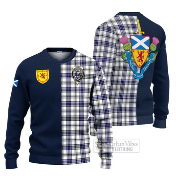 Tartan Vibes Clothing Hannay Modern Tartan Knitted Sweater with Scottish Lion Royal Arm Half Style