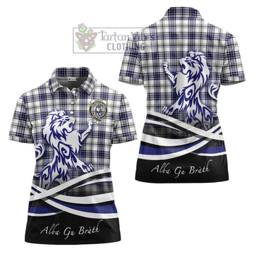 Hannay Tartan Women's Polo Shirt with Alba Gu Brath Regal Lion Emblem Women - Tartanvibesclothing Shop