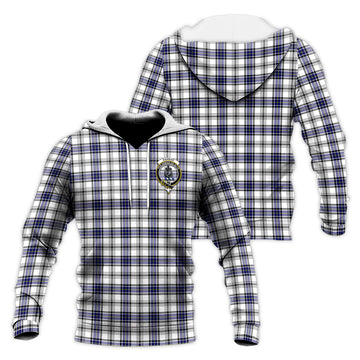 Hannay Modern Tartan Knitted Hoodie with Family Crest