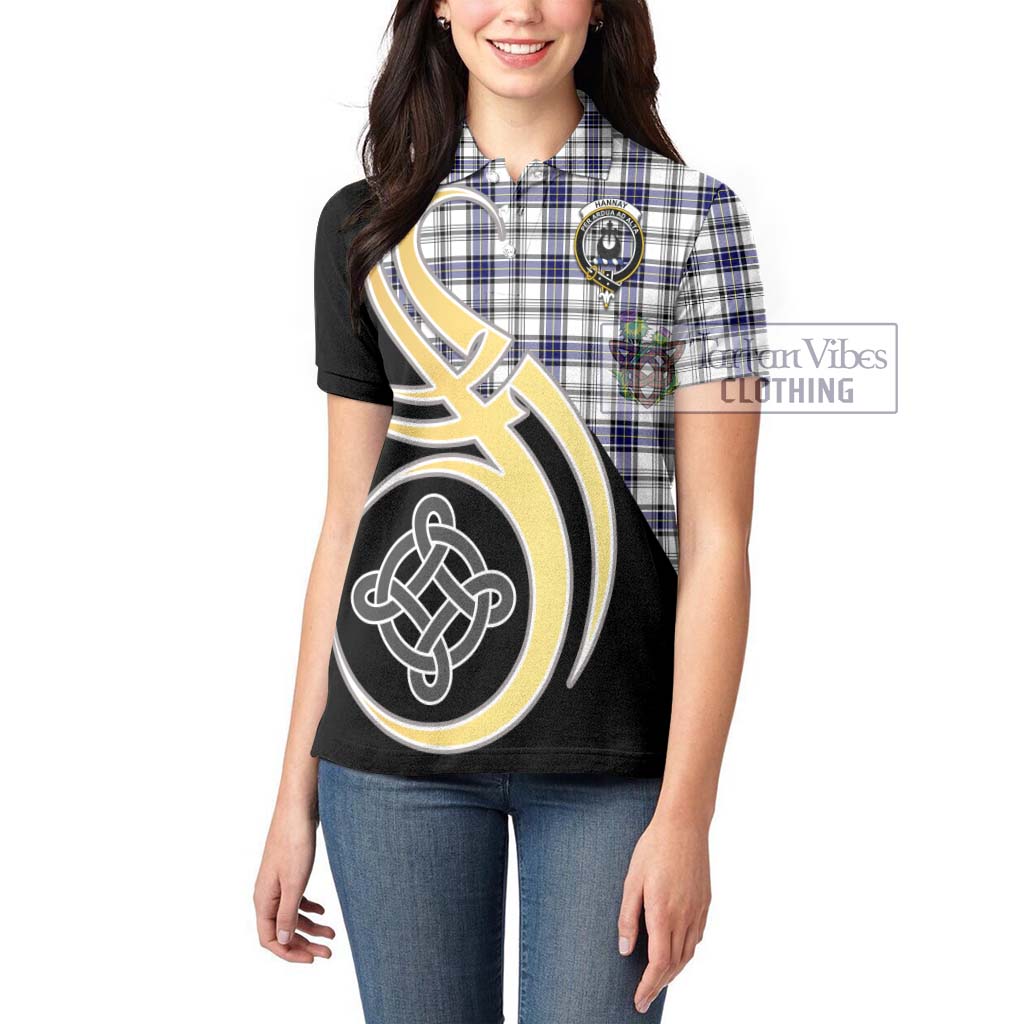 Hannay Tartan Women's Polo Shirt with Family Crest and Celtic Symbol Style Women - Tartan Vibes Clothing