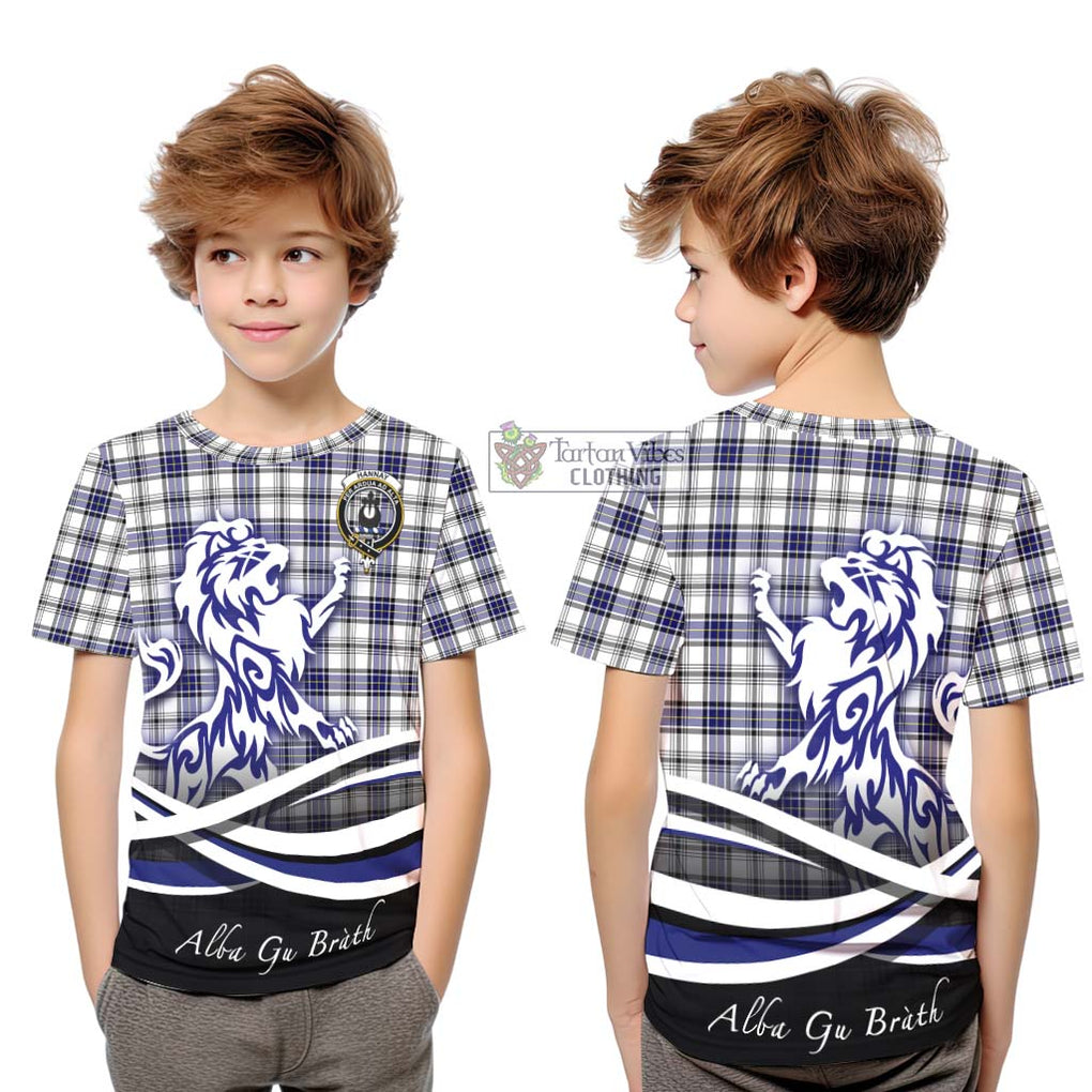 Hannay Tartan Kid T-Shirt with Alba Gu Brath Regal Lion Emblem Youth XL Size14 - Tartanvibesclothing Shop