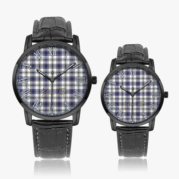 Hannay Modern Tartan Personalized Your Text Leather Trap Quartz Watch