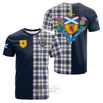 Tartan Vibes Clothing Hannay Modern Tartan Cotton T-shirt with Scottish Lion Royal Arm Half Style