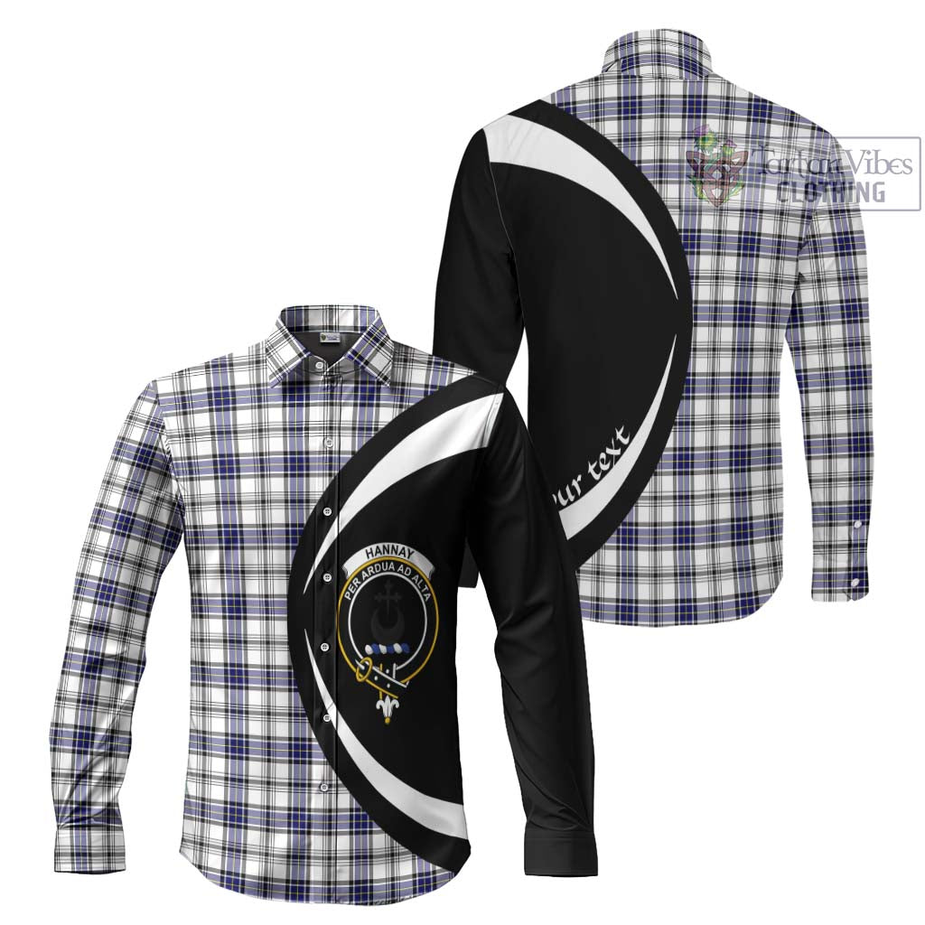 Hannay Tartan Long Sleeve Button Up with Family Crest Circle Style Men's Shirt S - Tartan Vibes Clothing