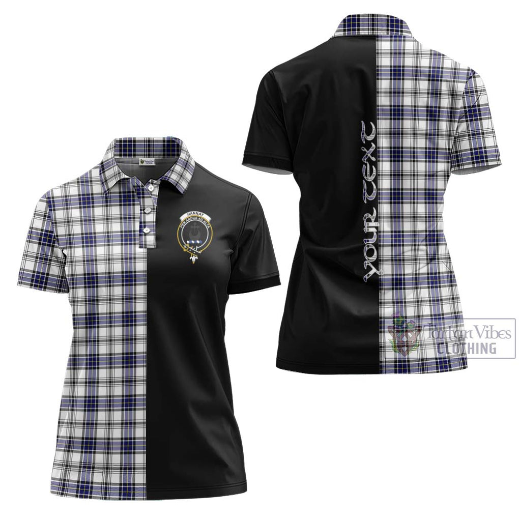 Hannay Tartan Women's Polo Shirt with Family Crest and Half Of Me Style Women - Tartanvibesclothing Shop