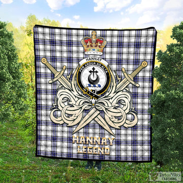 Hannay Modern Tartan Quilt with Clan Crest and the Golden Sword of Courageous Legacy