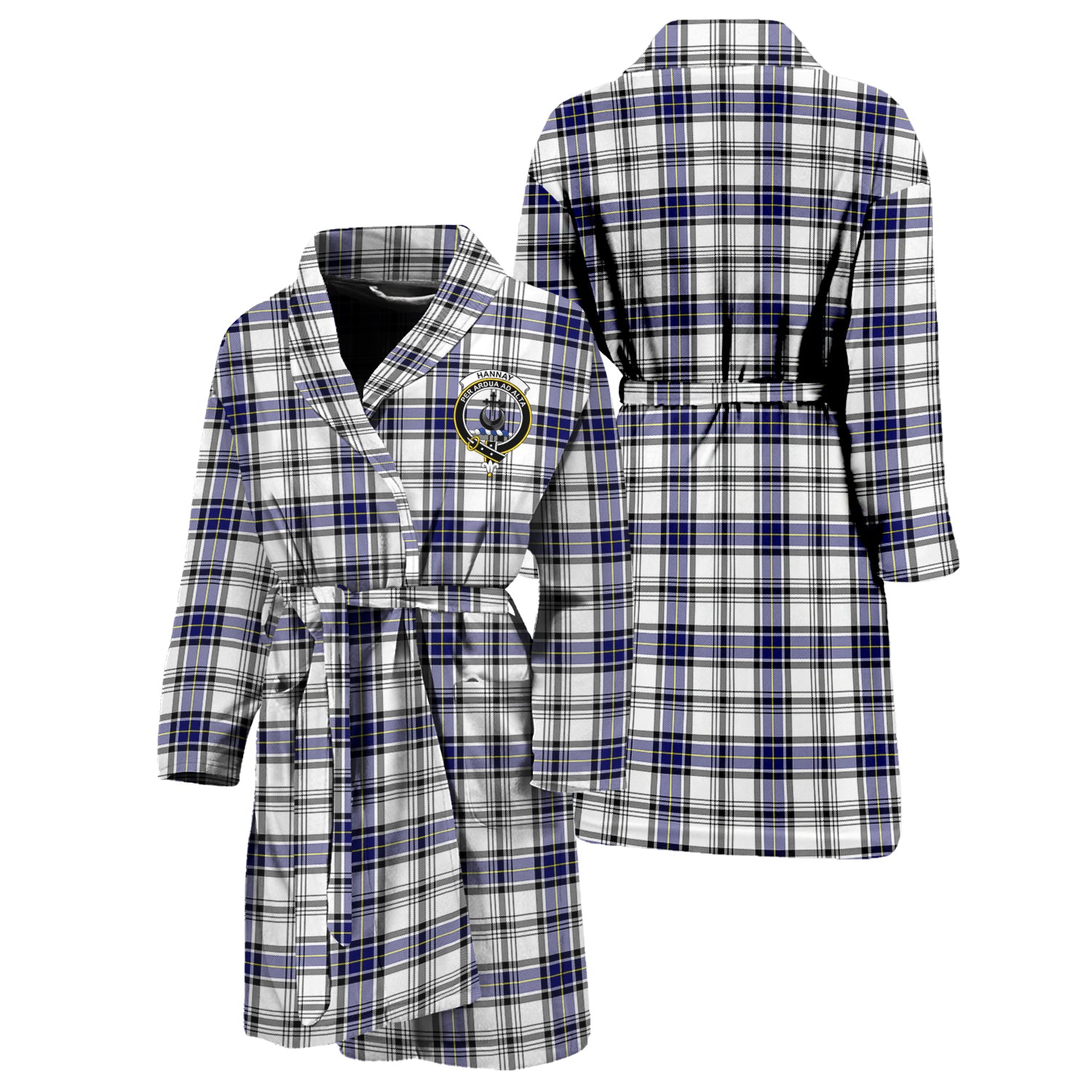 Hannay Tartan Bathrobe with Family Crest Unisex S - Tartan Vibes Clothing