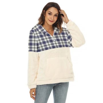 Hannay Tartan Half Style Women's Borg Fleece Hoodie with Half Zip